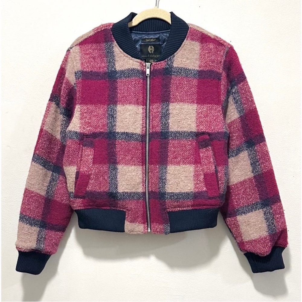 HOUSE OF HARLOW 1960 PLAID WOOL BOMBER JACKET